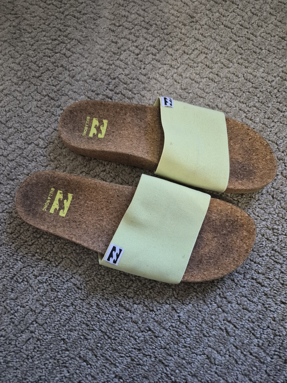 Billabong Light Green Slide Sandals